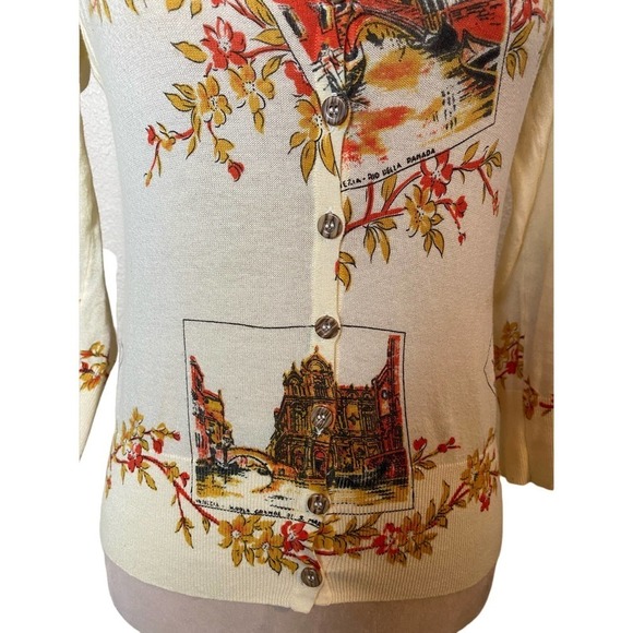 Anthropologie Moth La Dominant Venice Italy Cardigan Postcard Sweater - Picture 3 of 7